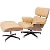 Кресло EAMES LOUNGE CHAIR экокожа бежевый