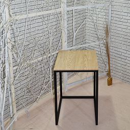 Стол в стиле лофт 35х35х59,6 см, МДФ, металл, светлое дерево - изображение 2
