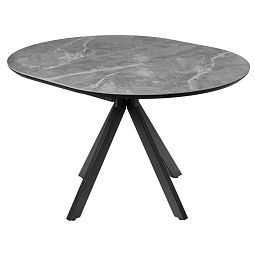 Стол Rudolf круглый раскладной 100-130x100x75см, серый керамогранит, черный - изображение 5