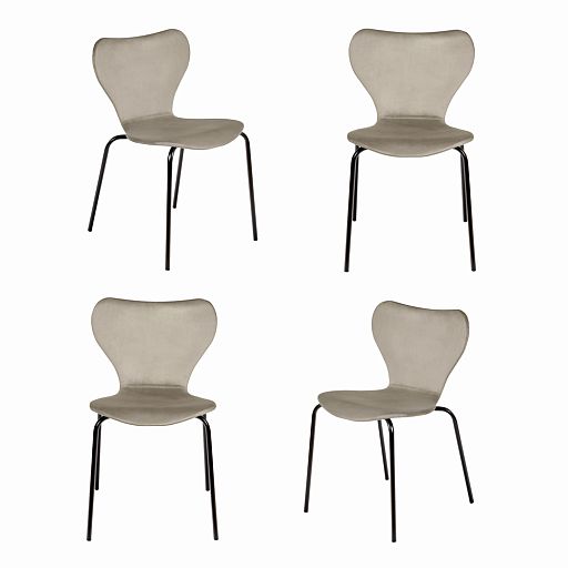 Комплект из 4-х стульев Seven Style латте велюр с чёрными ножками - изображение 1