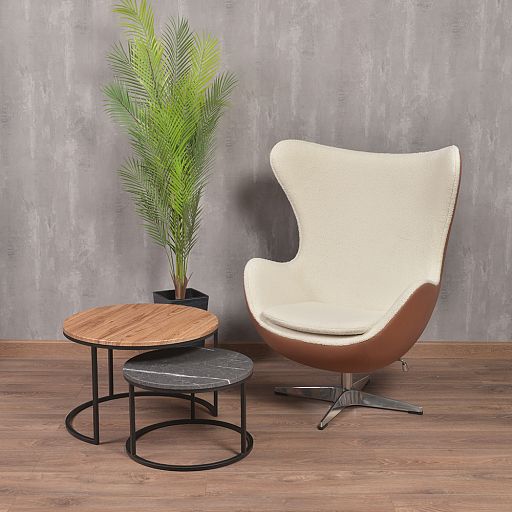 Кресло EGG STYLE CHAIR коричневый, экокожа - изображение 10