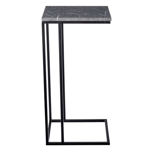Придиванный столик Loft 35x35см, серый мрамор с чёрными ножками - изображение 3