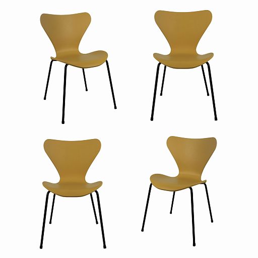 Комплект из 4-х стульев Seven Style горчичный с чёрными ножками - изображение 1