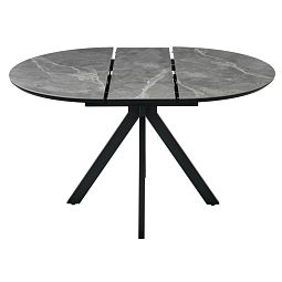 Стол Rudolf круглый раскладной 100-130x100x75см, серый керамогранит, черный - изображение 4
