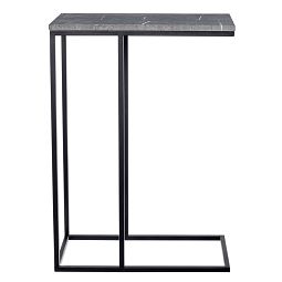 Придиванный столик Loft 50x30см, серый мрамор с чёрными ножками - изображение 3