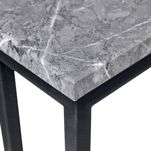 Придиванный столик Loft 35x35см, серый мрамор с чёрными ножками - изображение 5