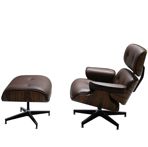 Кресло EAMES LOUNGE CHAIR и оттоманка EAMES LOUNGE CHAIR коричневые - изображение 3