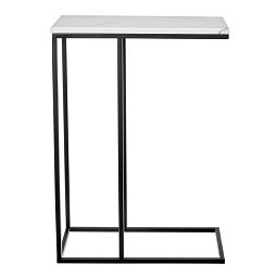 Придиванный столик Loft 50x30см, белый мрамор с черными ножками - изображение 3