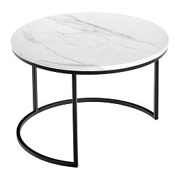 Набор кофейных столиков Tango белый мрамор с чёрными ножками, 2шт - изображение 4