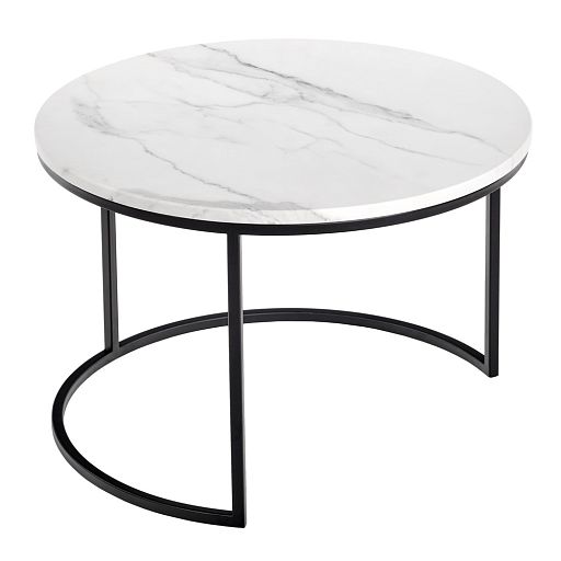 Набор кофейных столиков Tango белый мрамор с чёрными ножками, 2шт - изображение 4