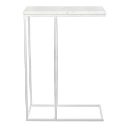 Придиванный столик Loft 50x30см, белый мрамор с белыми ножками - изображение 3