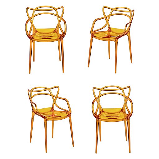Комплект из 4-х стульев Masters прозрачный оранжевый - изображение 1