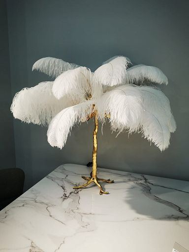 Лампа настольная с перьями FEATHER LAMP, Цвет: белый - изображение 2