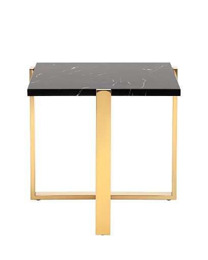 Журнальный столик Тоби 61*61 черный мрамор сталь золото - изображение 4