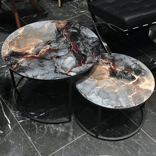 Набор кофейных столиков Tango космический с чёрными ножками, 2шт - изображение 19