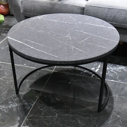 Набор кофейных столиков Tango серый мрамор с чёрными ножками, 2шт - изображение 19
