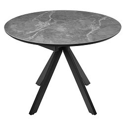 Стол Rudolf круглый раскладной 100-130x100x75см, серый керамогранит, черный - изображение 1