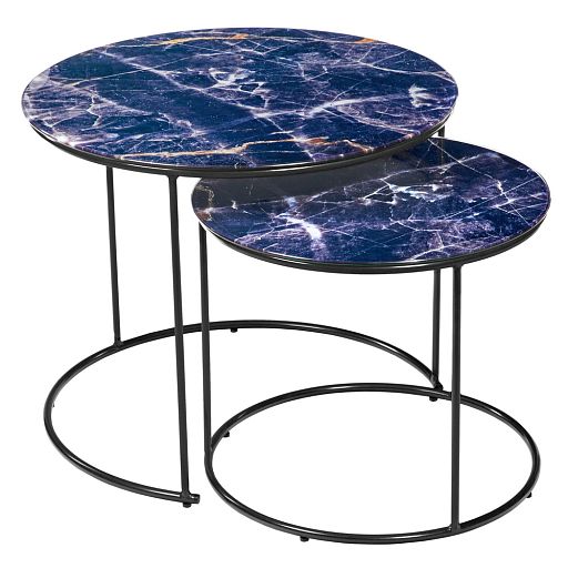 Набор кофейных столиков Tango темно-синий с чёрными ножками, 2шт - изображение 1