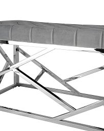 Банкетка-скамейка АРТ ДЕКО велюр серый сталь серебро - изображение 3