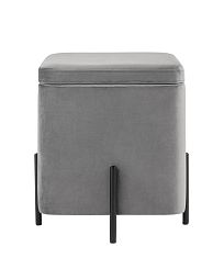 Пуф Грейс квадрат с ящиком велюр серый - изображение 2