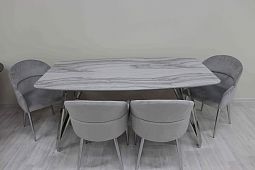 Стол обеденный Соар F-1194,180х100х76 см, белый мрамор - изображение 4