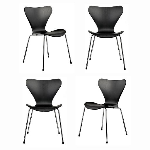 Комплект из 4-х стульев Seven Style чёрный с хромированными ножками - изображение 1
