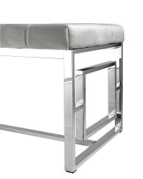 Банкетка-скамейка БРУКЛИН велюр серый сталь серебро - изображение 4