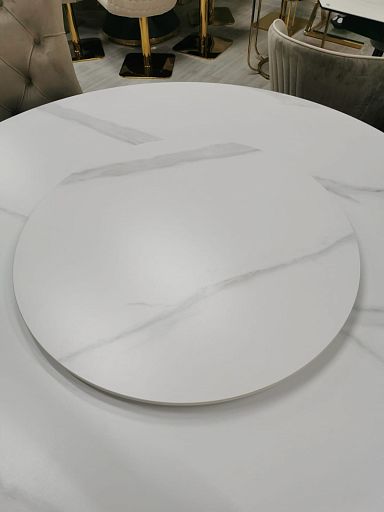 Стол обеденный Мелоди DT-018L, 140х140х75 см, белый мрамор/серебро - изображение 3