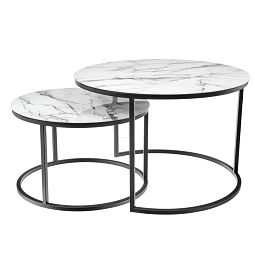 Набор кофейных столиков Tango белый мрамор с черными ножками - изображение 1