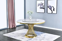 Стол обеденный Мелоди DT-018L, 140х140х75 см, белый мрамор/золото - изображение 2