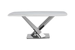 Стол обеденный Интерно Силвер DT-2883, 180х90х75 см, белый мрамор/серебро - изображение 3