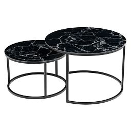 Набор кофейных столиков Tango чёрный мрамор с чёрными ножками, 2шт - изображение 1