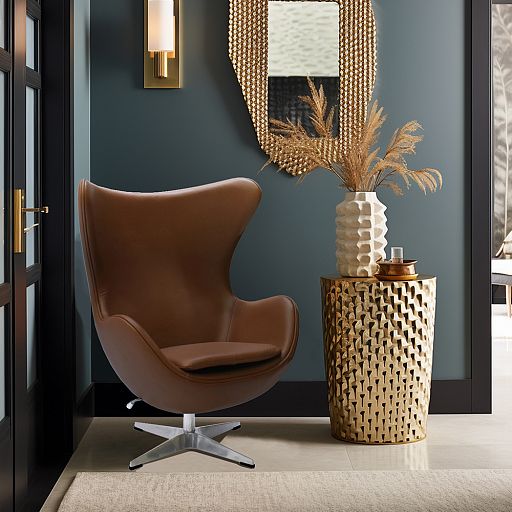 Кресло EGG STYLE CHAIR коричневый, натуральная кожа - изображение 8