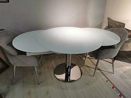Стол обеденный раскладной Флорис MC6225DT-W,102(166)х102х77 см, белое стекло - изображение 3