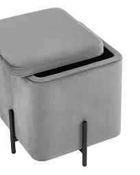 Пуф Грейс квадрат с ящиком велюр серый - изображение 4