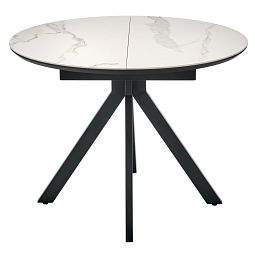 Стол Rudolf круглый раскладной 100-130x100x75см, светлый керамогранит, черный - изображение 3
