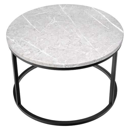 Набор кофейных столиков Tango светло-серый мрамор с чёрными ножками, 2шт - изображение 7