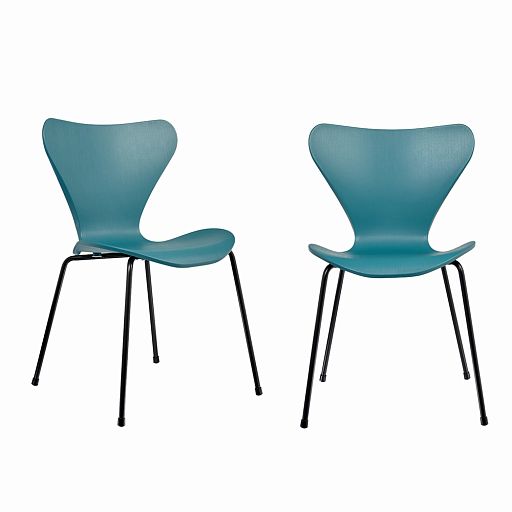 Комплект из 2-х стульев Seven Style голубой с чёрными ножками - изображение 1