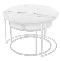 Набор кофейных столиков Tango белый мрамор с белыми ножками, 2шт - изображение 3