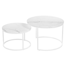 Набор кофейных столиков Tango белый мрамор с белыми ножками, 2шт - изображение 1