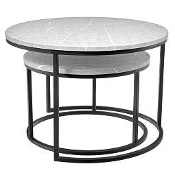 Набор кофейных столиков Tango светло-серый мрамор с чёрными ножками, 2шт - изображение 2