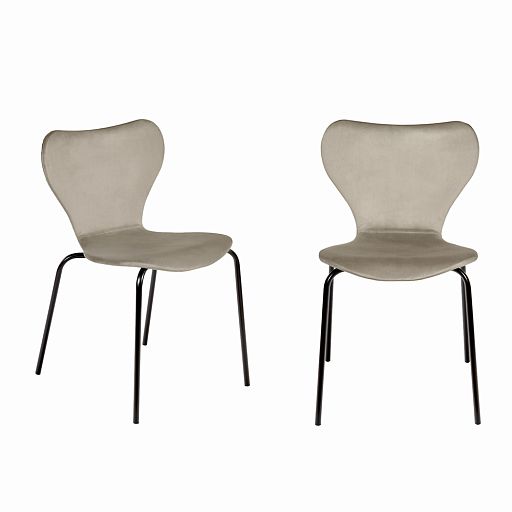 Комплект из 2-х стульев Seven Style латте велюр с чёрными ножками - изображение 1
