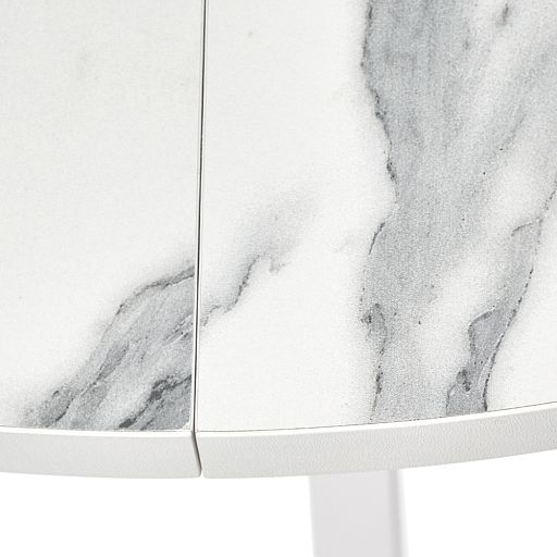 Стол Rudolf круглый раскладной 90-120x90x75см, белый мрамор, белый - изображение 13