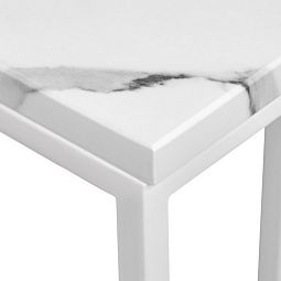 Придиванный столик Loft 35x35см, белый мрамор с белыми ножками - изображение 5