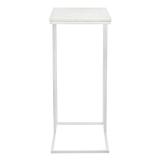 Придиванный столик Loft 50x30см, белый мрамор с белыми ножками - изображение 2