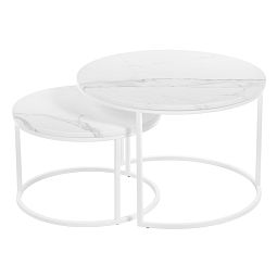 Набор кофейных столиков Tango белый мрамор с белыми ножками, 2шт - изображение 2