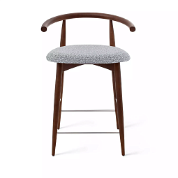 Полубарный стул Fabricius, натуральный бук, тонированный коричневым лаком, шенилл серый - изображение 2
