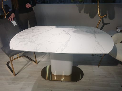 Стол обеденный раскладной Атриум MC22122DT, 140(200)х100х77 см, белый мрамор - изображение 6