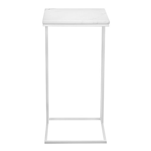 Придиванный столик Loft 35x35см, белый мрамор с белыми ножками - изображение 2
