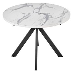 Стол Rudolf круглый раскладной 100-130x100x75см, белый мрамор, чёрный - изображение 1